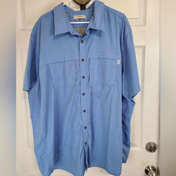 (653) Magellan Men's Short Sleeve Outdoor Sportswear Shirt, Size: 3XL, Blue - Picture 1 of 11
